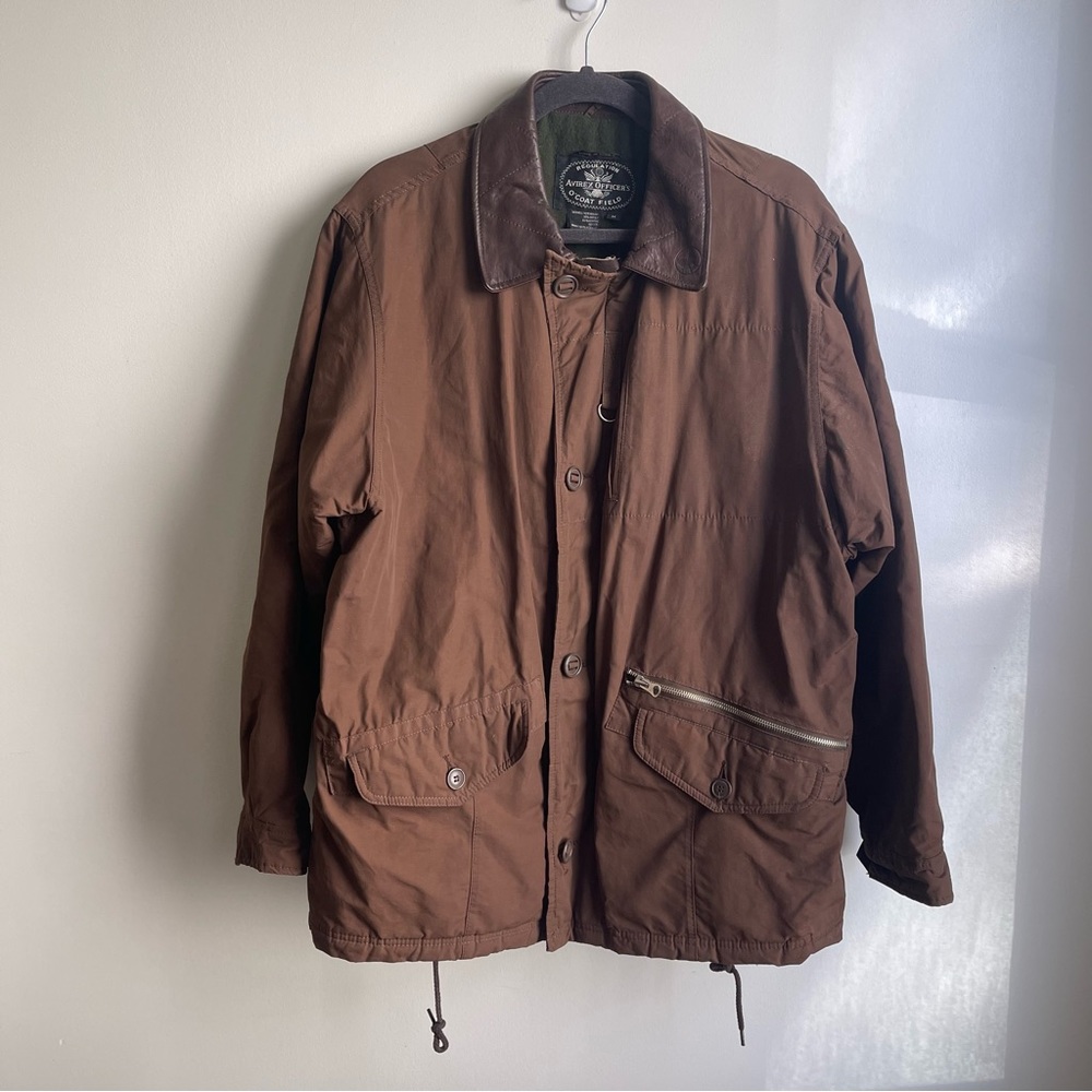 Vintage Avirex Officers O'Coat Brown Field Flight Jacket #84 Size Medium